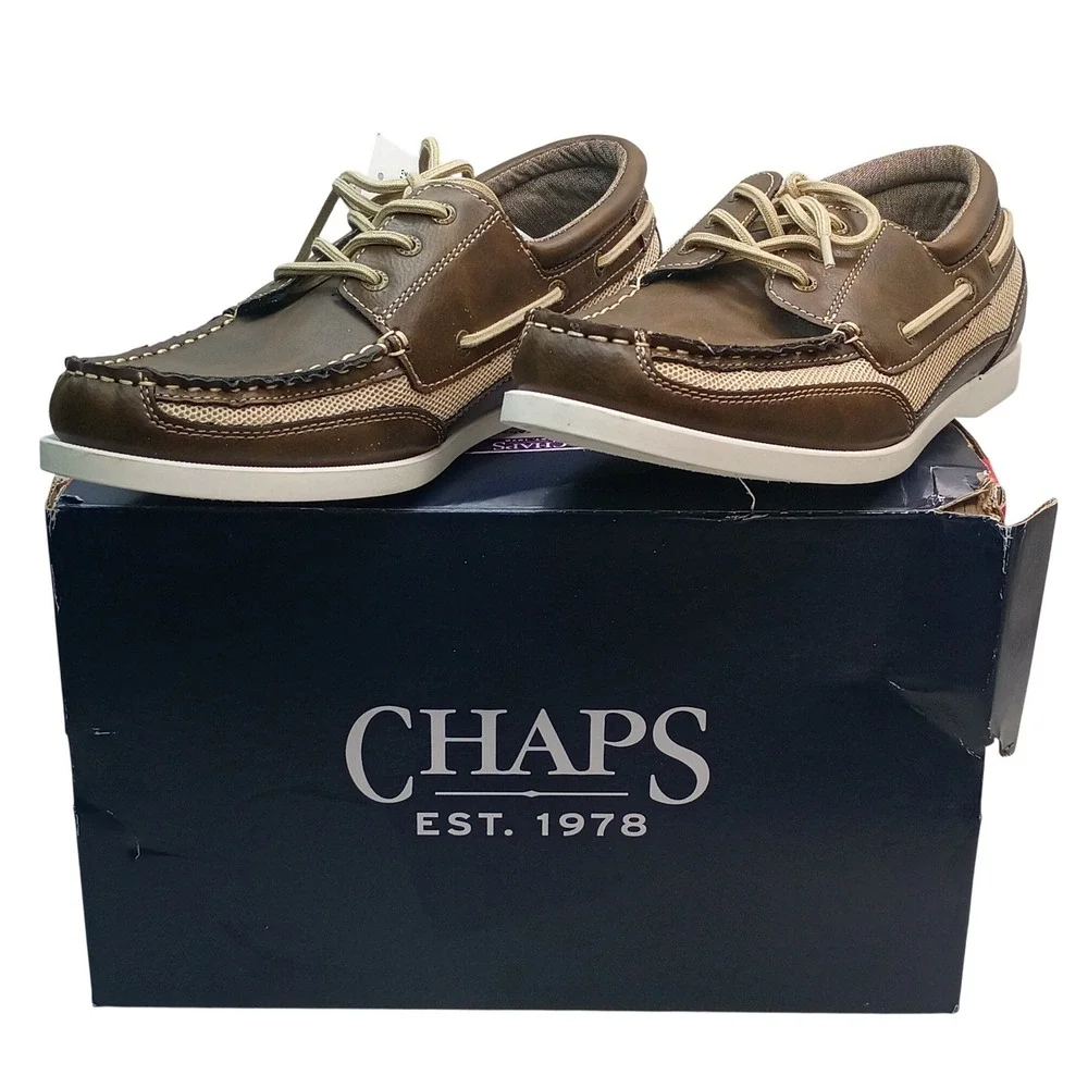 Chaps Kanas Boat Shoe Men Size 10 Brown Memory Foam Loafer